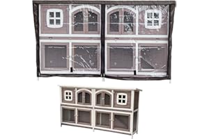 nanook Schutzhülle Wetterschutz Cover für Doppel Kaninchenstall Hasenstall Murmel - 215 x 53 x 105 cm - Farbe: Dunkelbraun, schwarz