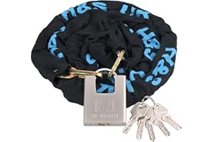 H&S Wytrzymała Blokada i Łańcuch Do Roweru Lub Motocykla - Łańcuch i Kłódka Antykradzieżowa 6 mm x 1,2 m z Zestawem 5 Kluczy