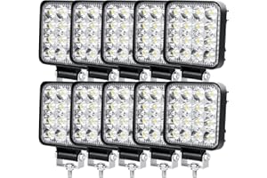 PICAA Mini LED Arbeitsscheinwerfer, 10 Stücke 3.3 Zoll 48W 12V 24V 6000K Weiß Led Nebelscheinwerfer für Auto Offroad 4X4 Traktor LKW
