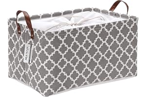 Sea Team Panier de Rangement Tissu à Motif marocain Toile Corbeille de Rangement Pliable de Conception géométrique avec Couvercle à Cordon et poignées Cuir PU, 16,5 x 11,8 Pouces, intérieur étanche