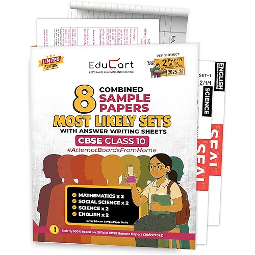 Educart CBSE Class 10 Combined Sample Papers - Science, Maths Standard, SST & English 2025-26 (Most Likely Sets 2026 Boards)