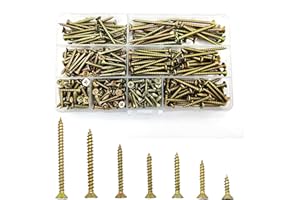ZHENGYYUU 335 Stück Selbstschneidende Schrauben Set, Kreuz Flachkopf Senkkopf Betonschrauben verzinkt, Trockenbauschrauben, Holzschrauben für Türscharniere, Reparaturen, DIY-Projekt