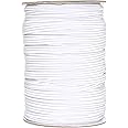 Mandala Crafts Colored Polyester Rubber Braided Flat Elastic Stretch Band Cord Spool Roll for Sewing Clothes Waistbands (1/4 inch 6mm 50 Yards, White)