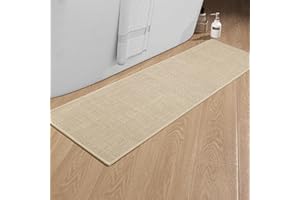 chakme Tapis de bain antidérapant 43 x 150 cm avec dos en caoutchouc antidérapant lavable Tapis de bain Tapis de douche Beige