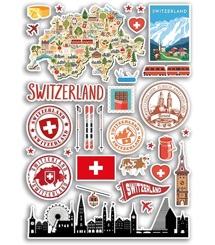 Österreich Aufkleberbogen A4 – Vinyl-Sticker Mit Sehenswürdigkeiten, Karte & Flagge Für Reise-Fans