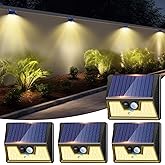 nipify Luz Solar Exterior con Sensor de Movimiento,【4 Paquete/3 Modos】 Luces Solar Exterior, Focos Solares Exterior,IP65 Impe