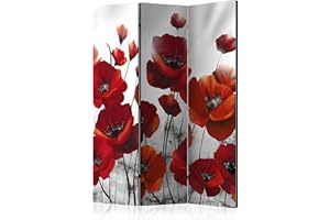 murando Decorative Room Divider Poppy 135x172 cm / 54"x68" Double-Sided Folding Screen 3 Panels Room Partition Non-Woven Canvas Print Opaque Photo Display b-A-0334-z-b