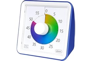 TWENTY5 SEVEN Visual Timer with Protective Case, 60-Minute Countdown Timer for Kids Autism ADHD Classroom Home Office, Countdown Clock for Meeting Time Management, Navy Blue with Colorful Disc