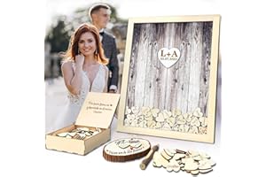 Neamon Libro de visitas de Boda Alternativa para la recepción de Bodas País rústico por Favor regístrese Libro de visitas 120 Piezas Regalos de Bautismo de Corazones