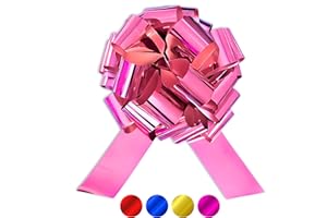 Üka • Fiocco Regalo XXL. Diametro di 40 cm. Fiocco per Regalo Gigante per Auto, Bicilette ed Elettrodomestici. Design Automontante e Riutilizzabile. Fiocco Regalo Grande in Rosa Metallizzato.