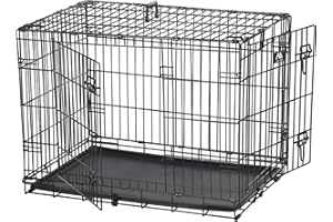 JUNGLE STONE Dog Crate Dog Cage from Small to Large, Pet Dog Puppy Cat Training Cage with Training Guide Booklet, Folding 2 Doors Crate with Plastic Tray