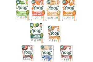 Yooji - 40 Repas Spécial diversification alimentaire dès 4 à 6 mois - Purées lisses de légumes bio et hachés de viandes et poissons