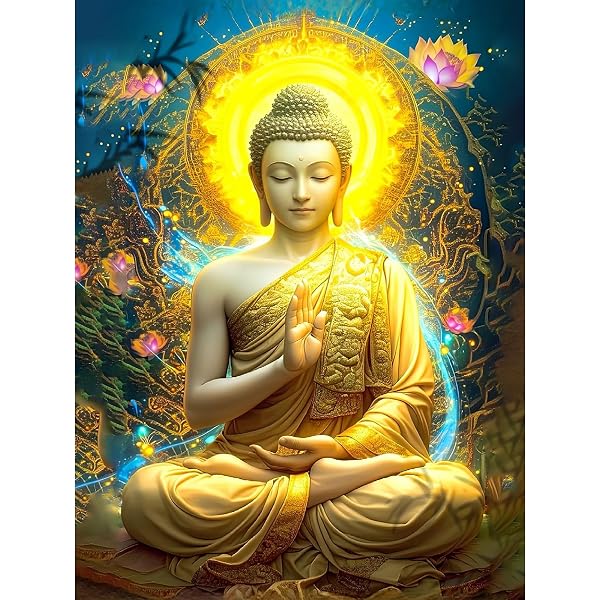 TISHIRON Buddha Dipingere con i Numeri - Lotus per Adulti con Pennello e Vernice Acrilica - 16 x 20 Pollici, Nessuna Fiamma