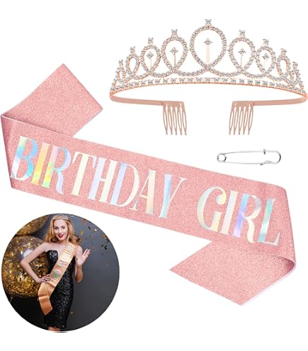Couronne Anniversaire 16 Ans Miss-shop - Diadème Strass Et Ceinture "Joyeux Anniversaire"