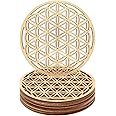 10 Pièces Dessous De Verre Bois, 10 X 10 Cm Fleur De Vie En Bois, Sous