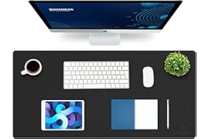 K KNODEL Duży podkład pod biurko, podkładka biurowa, podkład pod laptop dla biurka, ochraniacz biurka, podkład na pulpicie, podkład do pisania na biurku, podkładka pod pisak (43x90cm, Czarny)