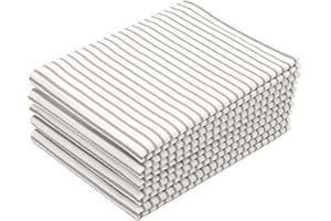 ZOLLNER Zestaw 5 ścierek do naczyń z bawełny 50 x 70 cm – chłonne i wytrzymałe ręczniki kuchenne – do prania do 60°C – białe szarobrązowe paski