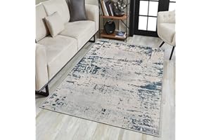 ASIinnsy Tappeto Astratto Tappeto Grigio Blu Tappeti Moderni Soggiorno Antiscivolo Morbido Tappeto Salotto Pelo Corto Tappeti Grandi per Soggiorno Camera da Letto (120 x 160 cm, Blu Astratto)