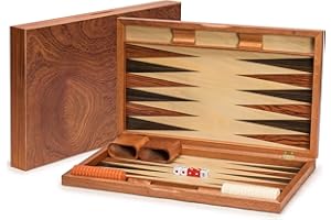 Yellow Mountain Imports Backgammon-Spiel-Set aus Palisander mit Holzintarsien - Knoll - mit Acryl-Spielsteinen & Holzwürfelbechen, 49 Zentimeter Brett