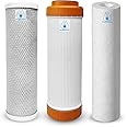 Puredge CTO GAC PP Spun Carbon Filter of 10 inch Set Replacement Filters for Under Sink and Commercial RO Water Purifier - 3 Pcs