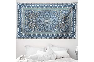 ABAKUHAUS Antique orientale Arazzo, persiana Inspire, Tessuto parete appeso decorazione per camera da letto, soggiorno, dormitorio, 230 x 140 cm, Grey Teal Blu Grigio