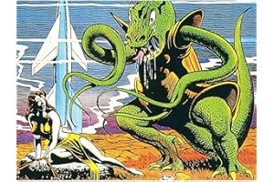 Wee Blue Coo Vintage Science Fiction Drawing Dragon Monster Sacrifice Rocket New Fine Art Print Poster Picture 30X40 Cms Cc5494