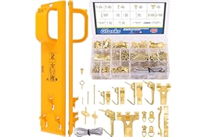 Glarks 307Pcs Picture Hanging Kit, Picture Frame Hanger Tool with Level Ruler and 306Pcs Nails, Hooks, Hanging Wire, Screw Eyes, D Ring and Sawtooth Hanger for Frame Hanging Wall Mounting