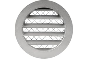 REPA MARKET Szara pokrywa wentylacyjna 10 cm, aluminiowa, przemysłowa, okrągła żaluzja, metalowy otwór wentylacyjny z ekranem, siatka, okrągła kratka wentylacyjna do domu lub garażu, 10 cm, szara