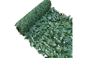 FOCEFEC Artificial Ivy Fence Screening 3m x 0.5m, Vine Leaf Hedges Panels Garden Fence Cover Privacy Artificial Wall Foliage for Garden, Balcony, Outdoor Decor, Dark Green