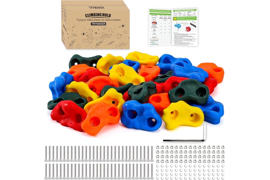 Trymaker Rock Climbing Holds,Climbing Wall for Kids,Climbing Set for Adult Indoor and Outdoor