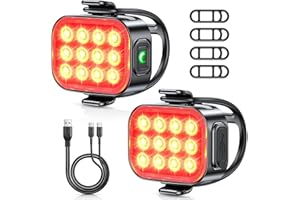 ISEYOU Luce Posteriore Bici [2 Pezzi], USB-C Ricarica Rapida LED Fanale Posteriore Bici, 6 Modalità Illuminazione,Leggera & Portatile, IP65 Impermeabili, Luci Bicicletta per MTB/Corsa/Strada Ciclismo