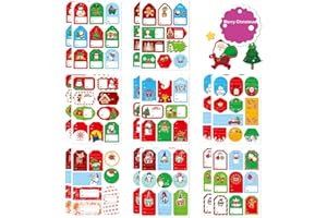 BROMMAT Etiquetas Adhesivas Navidad Pegatinas 144 piezas Etiquetas de regalo Navidad Etiquetas de pegatinas autoadhesivas, Etiquetas de nombre de regalo para regalos Navidad Envoltura de regalos