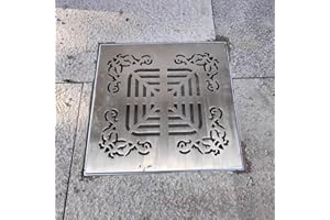 VIBEO Caniveau Exterieur Grille de Drainage Carrée 10x10cm, 15x15cm, 20x20cm, 25x25cm, 30x30cm avec Base, Couvercle de Drainage Extérieur Durable en Acier Inoxydable 304 pour Jardin(25cmx25cm( 9 7/8"x 9 7/8