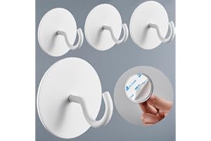 DEKAZIA® Självhäftande takkrok vit rund, Extra stark takkrok utan borrning, Vintage klädkrok, Självhäftande väggkrok vit för