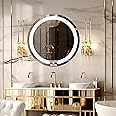 NEVEX 24X24 inch Round Wall Mounter Mirror with Led Light for Wash Basin with Smart 3 Light Tone (Cool White,Natural White and Warm White)