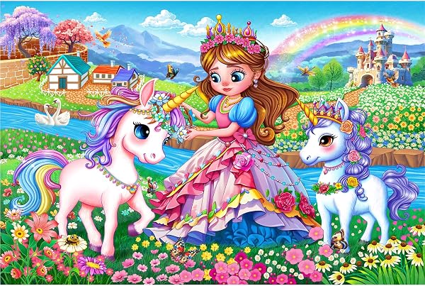HUADADA Puzzle 100 Teile,Puzzle 100 Teile Kinder Klassische Puzzles Familieninteraktives Geschenk-Prinzessinnenzauber - 1