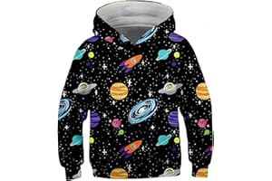 Ocean Plus Garçon Imprimé Animalier Chaton Sweat-Shirts à Capuche Univers Galaxie Sweats Filles Pull à Capuche