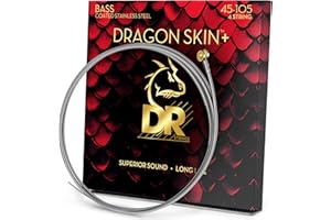 DR Strings DRAGON SKIN+ - Coated Stainless Steel Bass Strings – DBS-45 – Superior Sound with Comfortable Feel & Long Life: Medium 45-105
