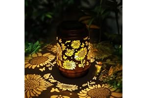 VIAIK Lanterne Solari da Esterno, Lanterna da Giardino, Lampada Solare in Metallo con Girasole Sospeso, IP65 Impermeabile, Lanterna Solare da Giardino per Patio, Cortile, Portico