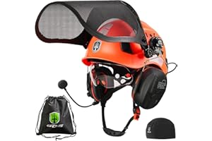 ‎GREEN DEVIL GREEN DEVIL Chainsaw Protective Helmet, Forestry Safety Helmet with Hearing Protection, Ear Muffs and Face Protection, Visor 3-in-1 Helmet Set, Impact-Resistant, Comfortable Ventilation, Work Helmet