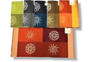 SpazioTessile Tappeto Stuoia Cucina Multiuso 100% Cotone Indiano Ricamo 6 Misure 6 Colori CH (Blu, 50x80)