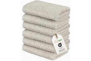 nice homeit Set de 6 Serviettes Visage et invité en Coton 40 x 60 en 100% Coton filé à Anneau – Set de Serviettes de Bain Extra Douces et absorbantes. Fabriqué en Italie – Taupe
