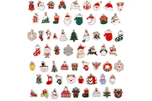 AOKBEAN Ciondoli per braccialetti di Natale: 61 ciondoli smaltati includono ghirlande di pupazzo di neve e albero di Natale per orecchini, collane, accessori fai da te