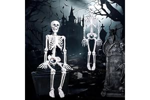 ZZQVIP 2PCS Zestaw Dekoracji Halloween, 40 cm Ruchomy Szkielet do Strasznej Dekoracji, Wysokiej Jakości Szkielet na Zewnątrz i Wewnątrz, Idealny do Ogrodu, Werandy