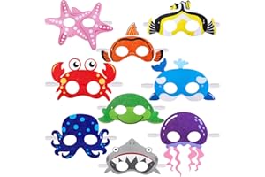 SUMIND Ocean Animal Felt Masks Sea Animal Masks for Under the Sea Theme Birthday Halloween Fancy Dress Costume Party Accessories (Pack of 18)