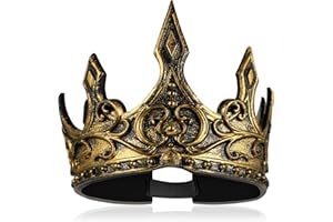 ABOOFAN Witch Hat Decor 1Pcs Medieval King Crown Headband Headdress for Prom Halloween Party Costume Accessories for Adults Kids Queen