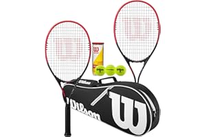 Wilson Federer Lot de 2 raquettes de tennis avec sac de raquette Wilson Advantage et 3 balles de tennis Championship