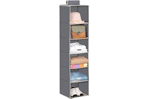 Mgee Range Chaussures Suspendu 1pcs, 6 Compartiments Rangement Armoire Pliable Organiseur pour Vêtements, Chaussures (Gris)