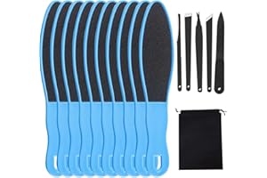 LOPKJ Raspa Piedi Professionale Confezione da 10 Lima Piedi Talloni Lima Piedi Calli Spatola per Piedi Gratta Piedi Tallone Kit Pedicure Set Custodia in Omaggio e 5 Formine per Manicure