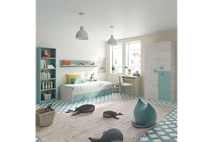 Miroytengo Dormitorio Completo para Habitación Juvenil o Infantil en Color Verde y Blanco con un Somier Incluido